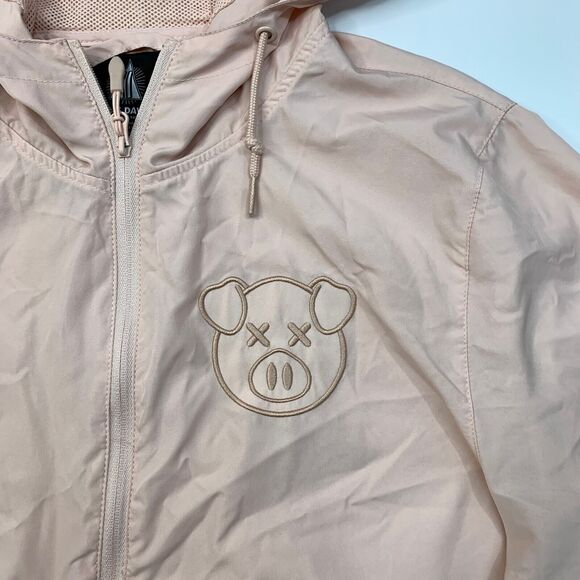 Shane Dawson Windbreaker Womens S Small Ice Peach Quarter Zip Pig Hoodie - Picture 4 of 15